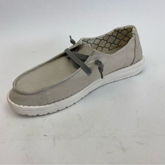 HEY DUDE Women's Wendy Sparkling Shoes Color Pearl Gray SZ 6 - Picture 4 of 10